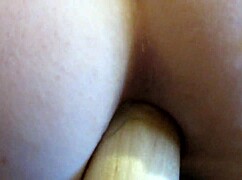 Milf stretches anal with large insertions doggy style homemade