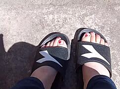 feet basking in sunlight before pedicure session