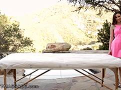 Ariella Ferrera's Busty Body Teased In Poolside Lesbian Massage