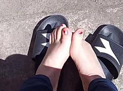 feet basking in sunlight before pedicure session