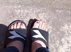 feet basking in sunlight before pedicure session