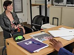 Stunning Babe Chokes on Director’s Huge Black Cock!