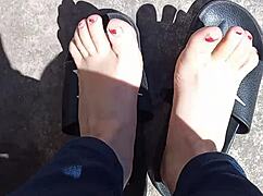 feet basking in sunlight before pedicure session