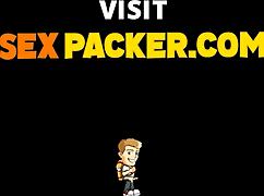 Flexible brunette darling contorts her throat on that big cock during the interview.