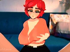 Redhead busty woman rides me passionately like industrial drill at full power