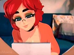 Redhead busty woman rides me passionately like industrial drill at full power