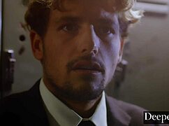 Abigail Mac Boldly Fucks Young 18+ Employee Bent Over In Bathroom Lingerie