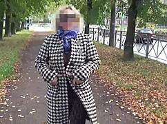 Nylon-Clad Big Boobs Milf Takes a Transparent Walk in Sexy Attire