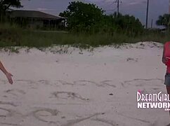 Oh wow, these shy first time flashers on the Florida beach!