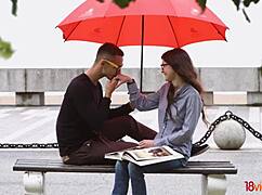 Oh, Ariana Shaine bent over for hardcore doggystyle cumshot on rainy day!