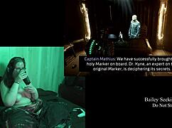 naked brunette bbw with big natural tits plays deadspace part 8 in casual gaming session