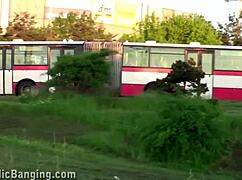 This Cute Blonde Hottie Says, 'Let's Have Public Street Sex with Two Guys and Their Big Dicks'