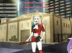 harley quinn trainer uncensored part 2 with blonde redhead licking cum handjob in anime game
