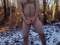 naked outdoor cumshot, man, you gotta see this wild public action