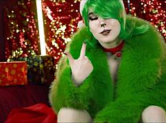 mollyredwolf moans as she gets deepthroat and creampie in kinky christmas scene