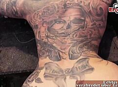 Public banging on Berlin highway with a tattooed German slut, what a sight