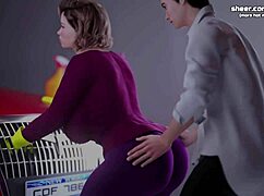 Stuck step mom used by step son in hentai game