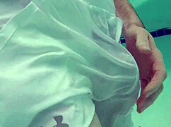 Xnxxjohn as pool boy in see thru outfit 😏 Big cock action underwater!