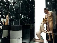 my stepbrother rushed and finished inside during our quick bath