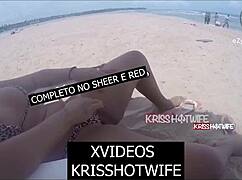 kriss hotwife approached by 2 strangers on the beach while relaxing