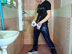 Gay Shower Scene with Jeans Fetish Action