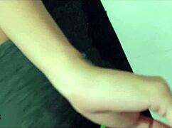 Watching stepsister's pussy during workout