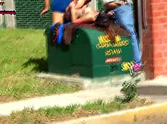 Danna Hot Begs for Dick from Two Fat Guys and Gets Fucked on the Street!