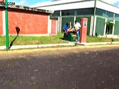 Danna Hot Begs for Dick from Two Fat Guys and Gets Fucked on the Street!