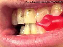 i'm watching fifi foxx eat gummy bears up close with mouth vore