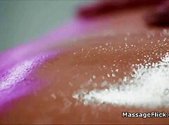 beautiful masseuse seduces housewife on desk