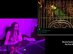 brunette bbw exposes big natural tits in game