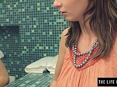 Sexy Brunette Fingers Herself Watching Mirror Reflection