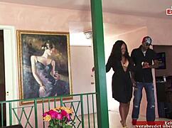 Curvy black girl in ebony scene