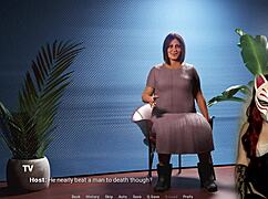 milf in cartoon gives blowjob to young guy in game