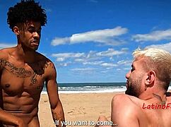 Straight Guy Experiences Gay Bareback Sex on Beach with Latino Partner