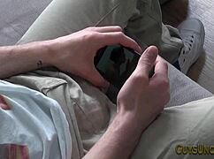 Uncut Hunk Solo Strokes His Thick Cock Hard