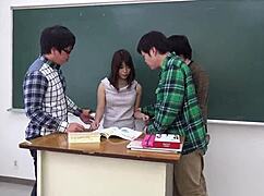 Japanese Teacher Devours Three Student Cocks In Wild Session