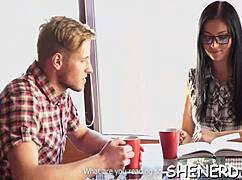 Fucking a nerd is so gripping with blowjob mature couple slut missionary pussy oral european clothes ripped.