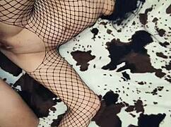 milf wife in fishnets gets her ass stretched hard!