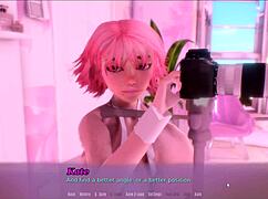 Summer hentai game features licking step sister's pussy on camera