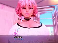 Summer hentai game features licking step sister's pussy on camera