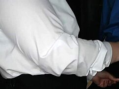 Slutty Secretary Jerks Off Boss’s Big Cock at Work