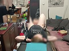 tied up on massage table for intense orgasm
