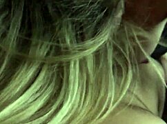 hot blonde plays with dick