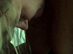 hot blonde plays with dick