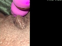 Ebony BBW Milaj explores her big tits and vagina with a new wand vibrator in POV