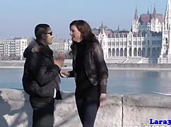 Bound mature European woman receives cum on her ass after sex