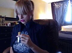 Sandi Squirts Smoking Brown Cork Cigarettes