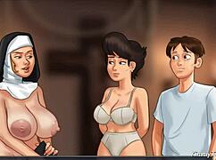 Summertime saga church milf caught fucking with police baton. dirty masturbation and orgasm in sexy scene