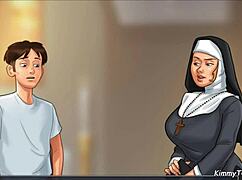 Summertime saga church milf caught fucking with police baton. dirty masturbation and orgasm in sexy scene